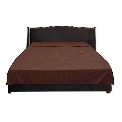 Image of (1 Flat Sheet Only,Brick Red Stripe , Full XL) 100% Egyptian Cotton Luxurious 600 Thread Count