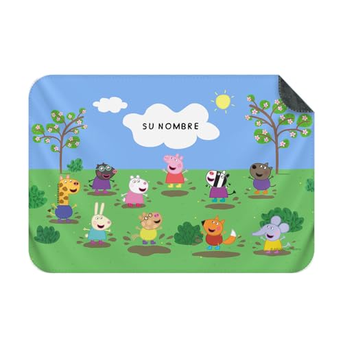PICANOVA Manta de Barro Peppa Pig con Nombre 150 x 100 cm Manta de Peluche Personalizada para niños Manta Polar 510 g/m² - Manta Suave y Mimosa