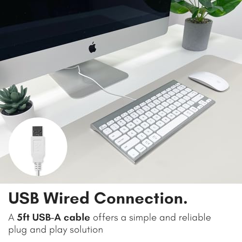 Macally Wired Keyboard for Mac | Compatible Apple Keyboard (78 Keys, Plug and Play USB) Compatible with MacBook Pro/Air, iMac, Mac mini/Pro, Laptop, Computer Desktop