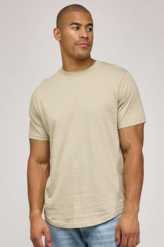 Real Essentials 5 Pack: Men’s 100% Cotton Hipster Curved Hem Droptail Tee – Premium Longline T-Shirts with Long Tail Drop Cut2