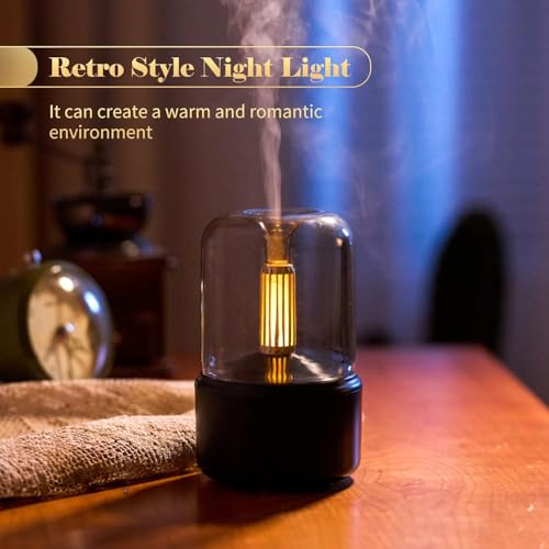 Image of Diffuze Aroma Diffuser Retro Style Flame| Candlelight Humidifier with Warm LED Glow | Ultrasonic Cool Mist | Silent USB | Auto Shut-Off | Bedroom, Home Decor & Relaxation