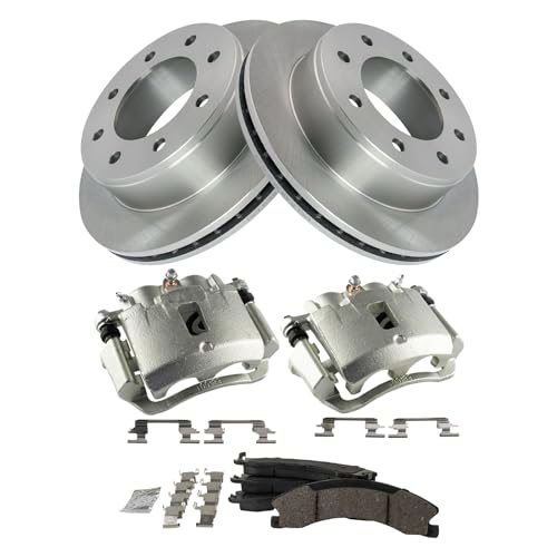 Image of TRQ Rear Brake Pad, Caliper, & Rotor Kit Ceramic Compatible with 2009-2017 GMC Savana 3500