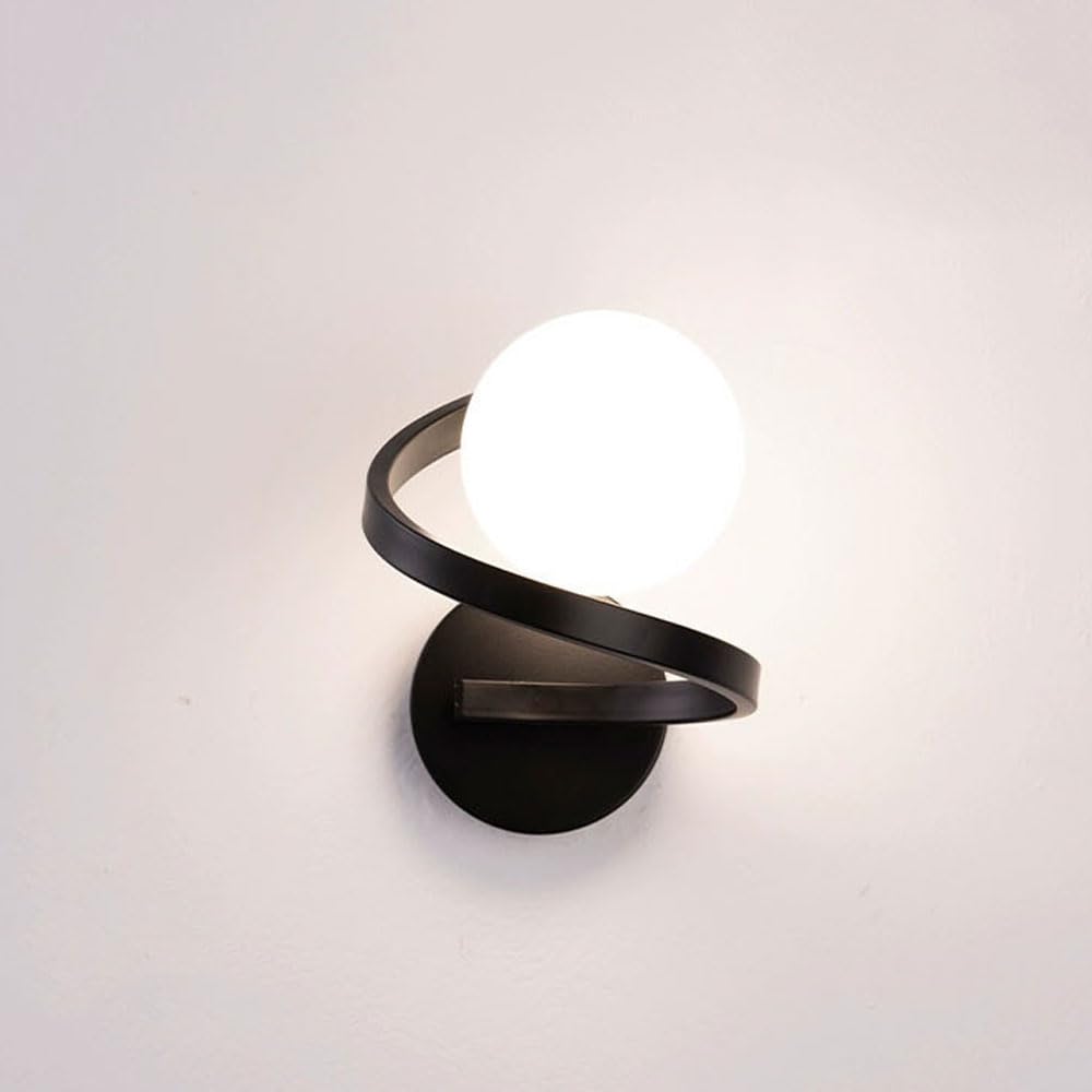 Aplique de pared de vidrio industrial con globo blanco y diseño clásico moderno