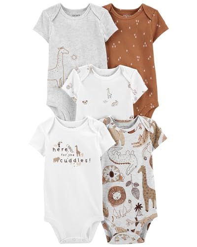 Carter's Baby Boys 5 Pack Bodysuit Set (Here for the Cuddles, 12 Months)