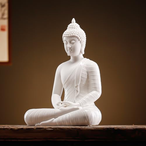 Estatua de Buda de cerámica blanca de 12 pulgadas para decoración miniatura 3