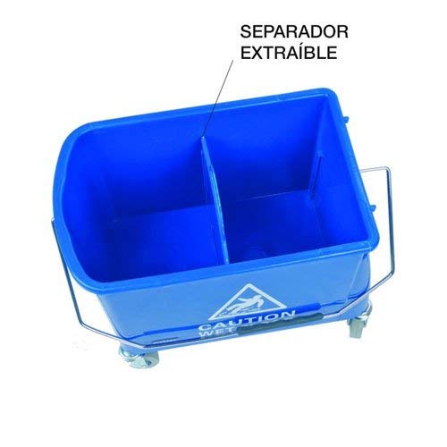 Clim Profesional Cubo de fregado Profesional Mini de 20 litros con 4 Ruedas y Prensa para escurrir. Tamaño pequeño Especial para sitios reducidos. Color Azul con Pictograma.