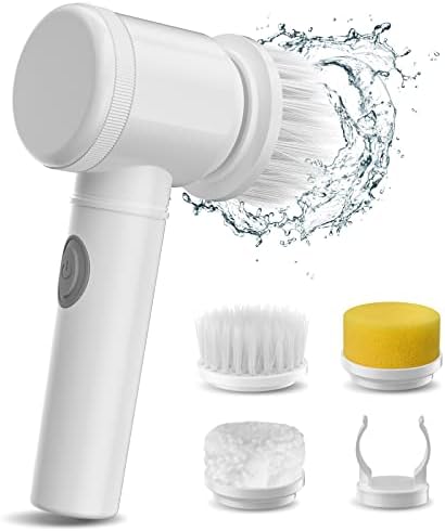SOARING Electric Cleaning Brush , Cordless Electric Scrubber for Kitchen,Bathroom,Shower Door,Bathtub,Mirror,Tile,Tub,Dish,Sink,Grout Handheld Household Motorized Brush( White)