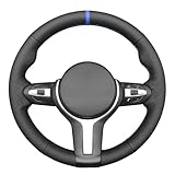 MEWANT Hand Stitch Black Solid Embossed Faux Leather Steering Wheel Cover for BMW F30 M Sport F22 F32 F33 F10 F12 F15
