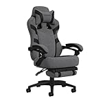 RESPAWN 110 Pro Gaming Chair - Gaming Chair with Footrest, Reclining Gaming Chair, Video Gaming Computer Desk Chair, Adjustable Desk Chair, Gaming Chairs for Adults with Headrest Pillow - Grey Fabric