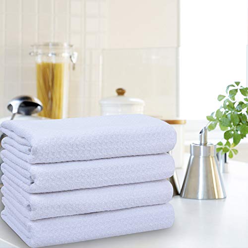 Vivote Microfiber Kitchen Towels Waffle Weave Kitchen Dish Towels Super Absorbent Soft Fast Drying Dish Cloths Reusable Cleaning Cloths Kitchen Hand Towels Tea Towels 4Pack White 16 Inch X 24 Inch #TOP1