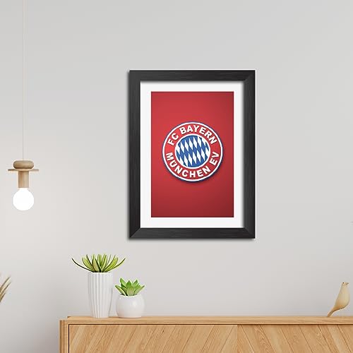 Image of TenorArts Bayern Munich Poster Football 3D Textured Logo Print Laminated Photo Frame Painting with Matt Finish Black Tectures (9 inches x 12inches)