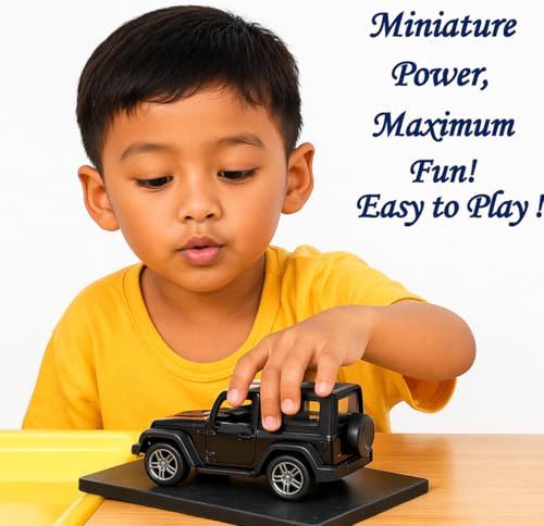 Image of Mahindra Thar 4x4 Toy Car 1:32 Die Cast Metal SUV Model - Pull Back Action Vehicle with Opening Doors, Rubber Tyres & Detailed Interior (Black /Random Colour)