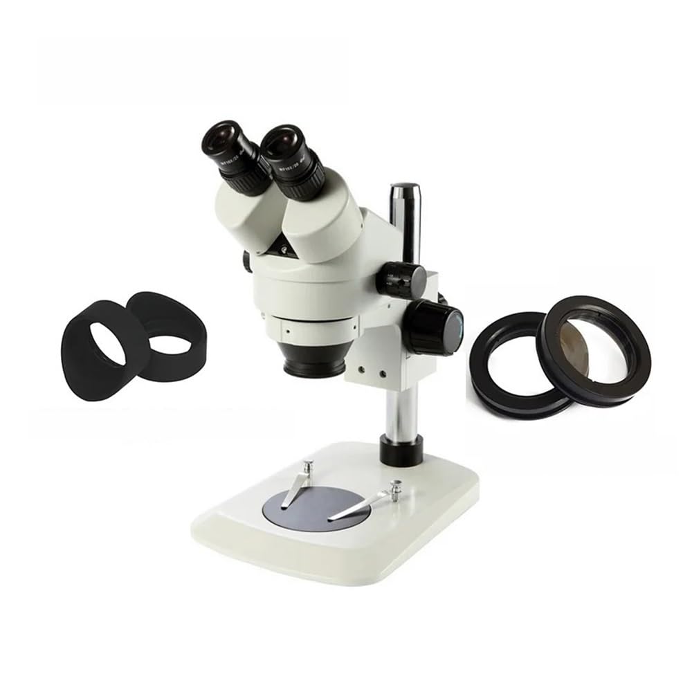 Microscope 7X-45X Table Pillar Stand Binocular Stereo Zoom Microscope Inspection PCB Microscopio 144 Led Ring Light(White 1X 34MM)
