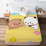 Nette bubu Bär Spannbettlaken und Kissenbezug Kissenbezug 75x50cm,Tier Bettlaken 90x200cm, bubu dudu Bettlaken Set Für Kinder Mädchen (C1,135x200+75x50x1)