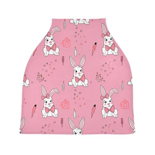 Bulletgxll Cute Rabbits Car Seat Covers for Babies Breathable Nursing Breastfeeding Cover Multi-Use Infant Carseat Canopy and Stroller Cover for Boys Girls