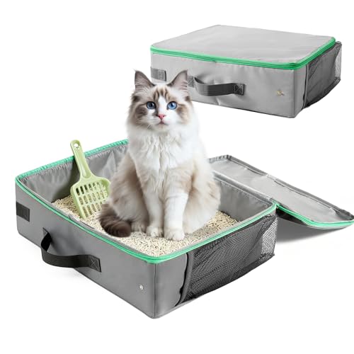 Faltbare Tragbare Katzentoilette, 40*30*13CM Faltbare Katzentoilette Mit Deckel, Faltbares Katzenklo, Reise Katzenklo Für Unterwegs Mit Katzenstreu...