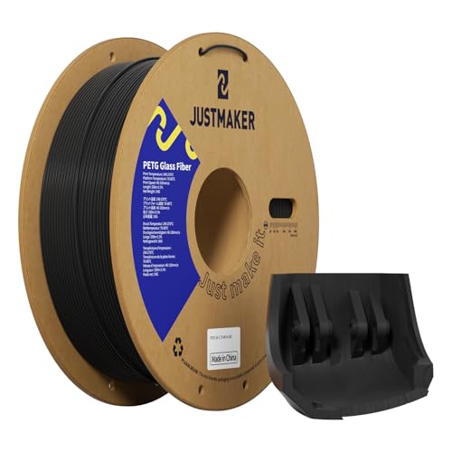 JUSTMAKER PETG Glass Fiber 3D Printer Filament, Updated Stronger Impact Resistance, Dimensional Accuracy +/-0.03mm, 1.75