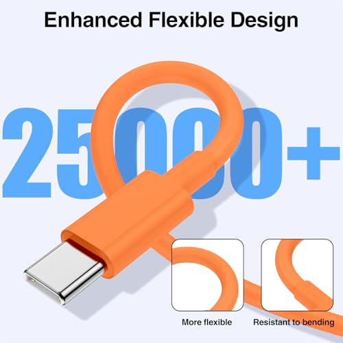 Image of 2pack 6ft USB C to C Cable, 60W Type C to Type C Fast Charging Cord for iPhone 17 16 15 Pro, Pro Max, Plus, iPad Pro, MacBook Air 13 inch, iPad Pro, Air, for Samsung Galaxy S25 and More, Orange
