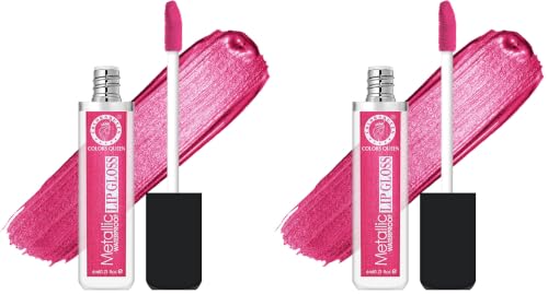Image of Colors Queen Metallic Waterproof Lip Gloss | Lightweight Lip Gloss with High Shine | Glossy Liquid Lipstick with Shimmer for Smooth & Shiny Lips, Non-Sticky Formula (11 - Doll House) (Pack of 2)