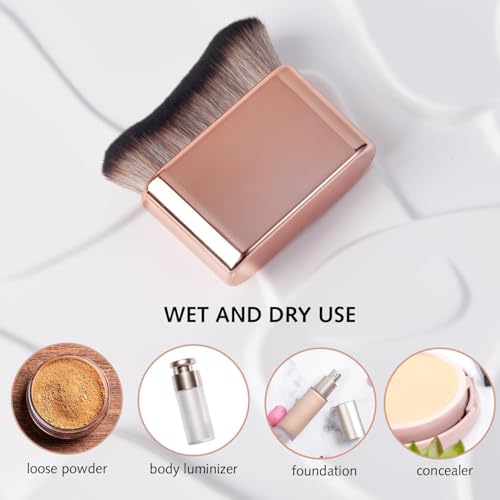 Selbstbräunungspinsel, weicher Pinsel, tragbarer Selbstbräunungspinsel, Gesichtsbürste für Körper- und Bein-Make-up (Roségold)