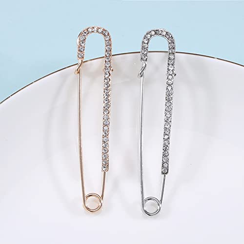 Image of Delicate Big Safety Pin Rhinestones Brooches Pins Minimalist Brooch Classic for Women Men Ladies Girls for Party Dance Banquet Dainty Elegant Lapel Pins Dress Suit Shirt Bag Hat Shawl Sweater Ceremony Clothes Accessories Daily Jewelry Mother's Day Valentine's Day Decor Christmas Birthday Gifts Her Mom Wife