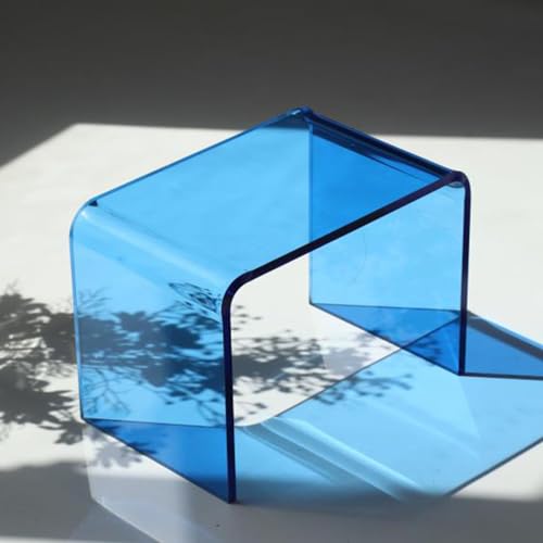 JCPQDWTD Acrylic Shoe Stool with Padded Seat for Living Room Bedroom Kitchen Blue 19.6x17.7x15.7in