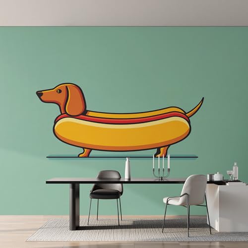 Image of Funny Sausage Dog Wallpaper for Living Room, Kids Kawaii Dachshund Wall Mural, Non-Woven Photo Wallpaper for Bedroom, Home Decor Wall Paper 350 x 256 cm (W x H) Y&W57