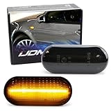 iJDMTOY Smoked Lens Amber Full LED Front Side Marker Light Kit Compatible With Volkswagen MK4 Jetta GTI R32 Beetle etc, Replace OEM Sidemarker Lamps, Powered by 15-SMD LED