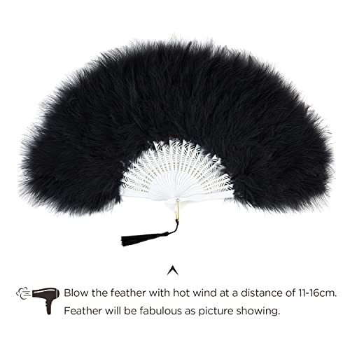 image for BABEYOND Marabou Feather Fan 20s Vintage Folding Fan Flapper Hand Fan 