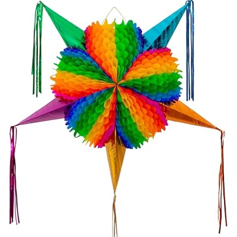 Mexican Piñata (X-Large 34 inches) - Rainbow Pinata - Authentic Handmade Foldable Large Pinata for Birthday Party - Piñatas para Cumpleaños - Mexican Pinata for Kids - Cinco de Mayo Pinata for Adults Cover