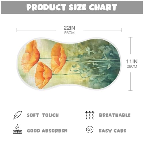 xigua Watercolor Orange Poppies Muslin Baby Burp Cloths Set of 1, Super Soft & Absorbent Burping Rags, Cotton Burp Clothes Shower Gift for Newborn, Baby Girls and Boys4