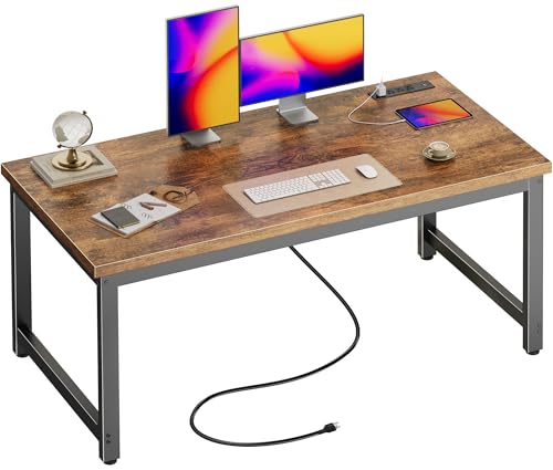 Huuger 55x24 in Desk with Power Outlets & USB-C