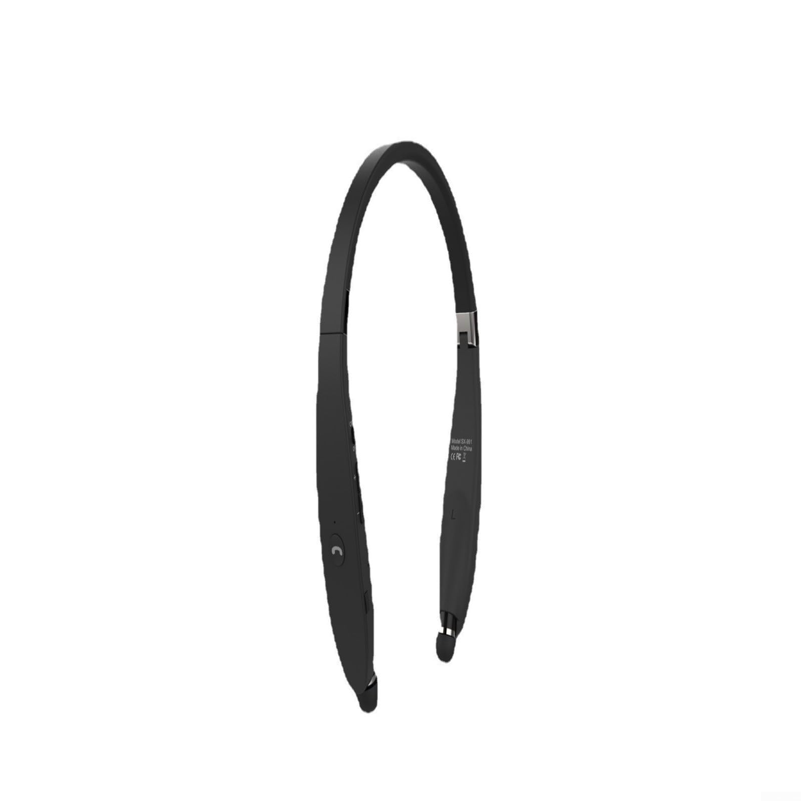 SX-991 Cuffie senza fili, design pieghevole con fascia da collo con cuffie telescopiche, cuffie sportive leggere per iOS e Android, compatte e portatili per viaggi e fitness (nero)