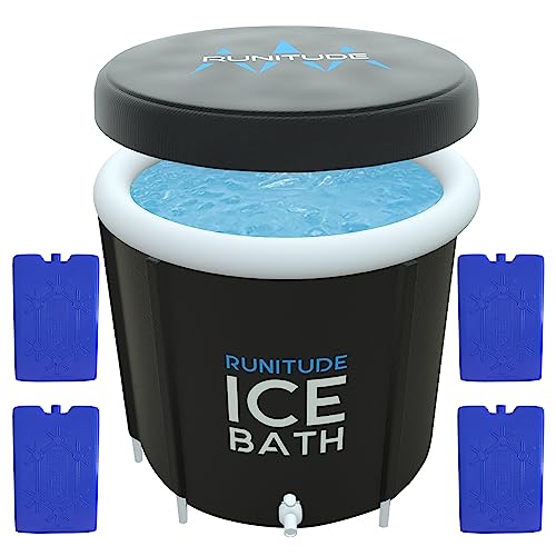 Ice Bath Tub | Cold Plunge Chiller for Athletes and Adults | Portable Recovery Pod | Icepod Pool Therapy Barrel | Including 4X Ice Packs & Cover