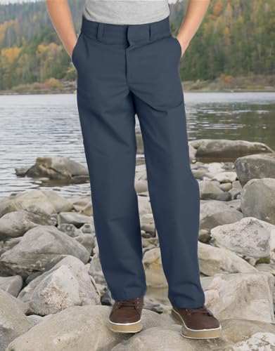 dickies boy39s flexwaist flat front straight leg school uniform pants  adjustable uniform trousers for schoolwear