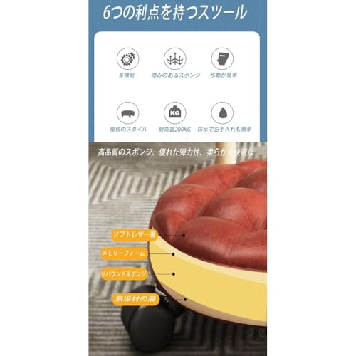 INECAR ロースツール ゴム製静音ホイール付き 作業用スツール ワーキングチェア 作業椅子 おしゃれ 低床 背もたれ 低い 腹筋 筋トレ 室内移動 自動車整備 低所作業 足置き台 踏み台 360度回転 多用途 (ホワイト) [4]