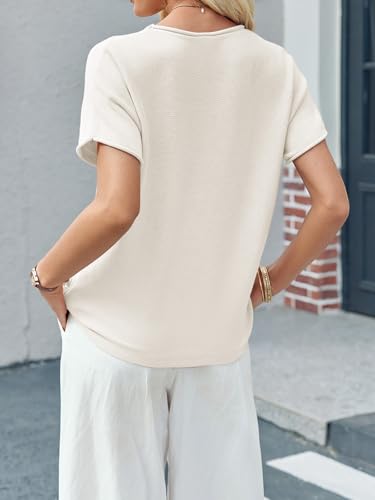 Image of Saodimallsu Women's Short Sleeve Lightweight Casual Crewneck Loose Fit Knit T-Shirt