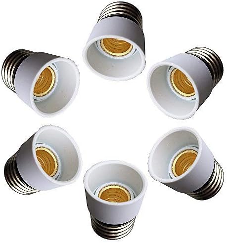 6pcs Bulb Holder E27 to E14 Adapter Converter - E26 to E14 LED Bulb Base Socket - Flame Retardant PBT Material - White