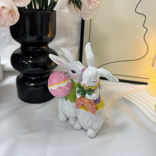 Statue en résine résistante aux chocs figurine lapin de Pâques durable