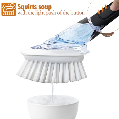 image for Soap Dispensing Replacement Dish Brush Storage Set with 2 PCS Brush Re