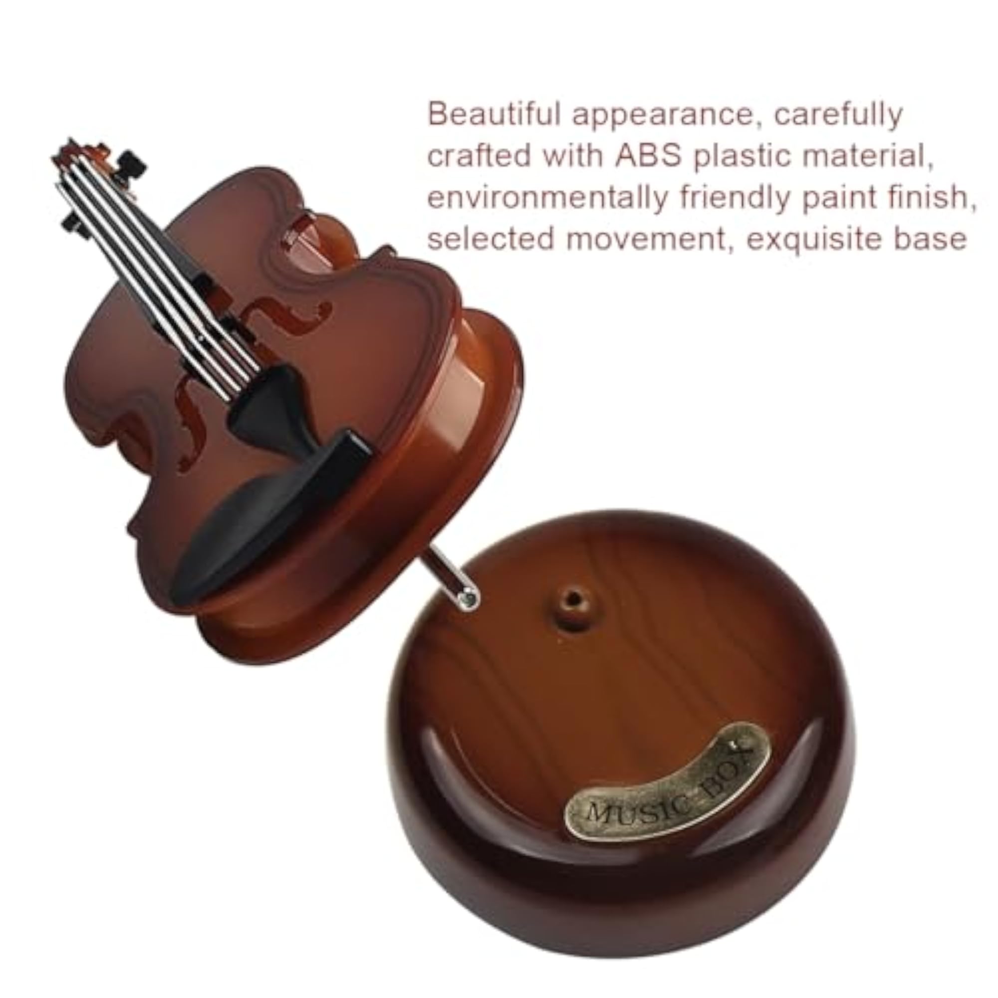 Mini Violin Music Box with Rotating Base