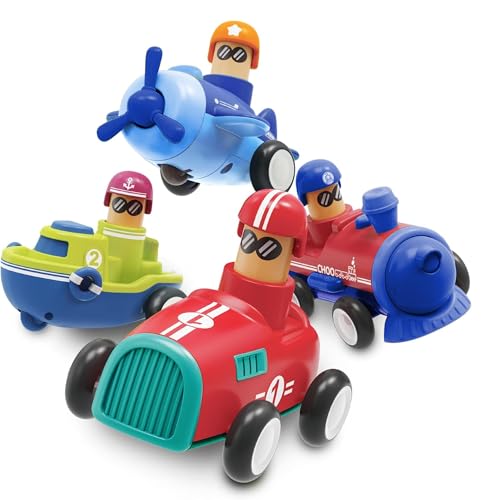 Image of Kidology Pull-Back Vehicle Toys Cars for Toddlers, Friction-Powered Press & Go, Early Learning, Cognitive, Motorskills Development, Ideal Gift for Babies Kids, Boys /Girls, Ages 3+ Years - Pack of 4