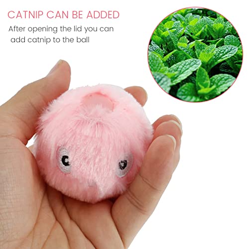Jouet pour Chat interactif, avec Les cris des Oiseaux, Grenouilles et grillons, Balles pour Chats en Peluche chasser(Rose (Bruit des Oiseaux)) – Image 6