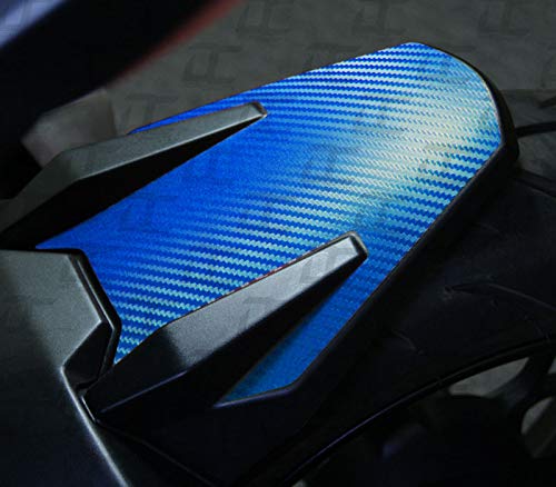 Decal Concepts Carbon Fiber Rear Lower Fender Accent Decal Kit - For Honda Grom (2017-2020) (Blue Carbon Fiber)