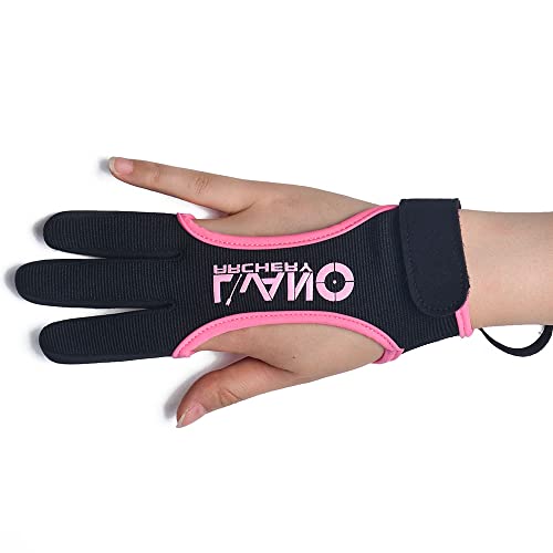 image for LWANO Archery Gloves Leather Practice Hunting Three Finger Protector f