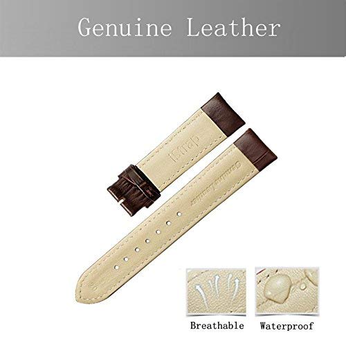 iStrap Leather Watch band Alligator Grain Calfskin Replacement Strap Stainless Steel Buckle Bracelet for Men Women-18mm 19mm 20mm 21mm 22mm 24mm-Black Brown - Thumbnail 4