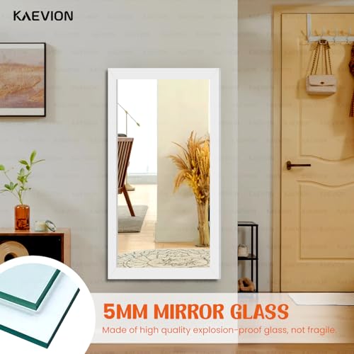 Image of White Framed Bathroom Wall Mirror, 36 inch x 19 inch Wall Mounted Rectangle Mirror with 5mm HD Shatterproof Glass, Vertical & Horizontal Hanging Vanity Mirror for Bedroom, Living Room, Entryway
