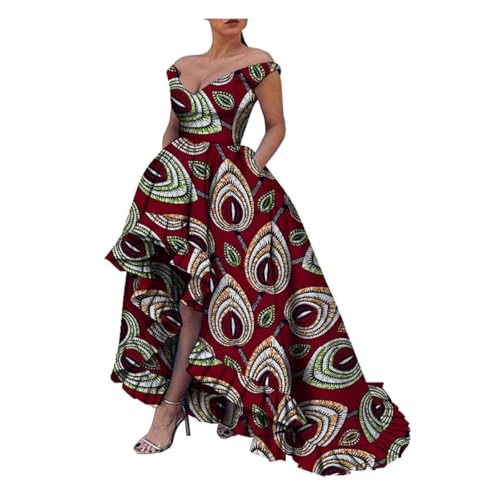 Image of iooiooi African Dresses for Women Party Robe Plus Size Print Dashiki Dinner Dress