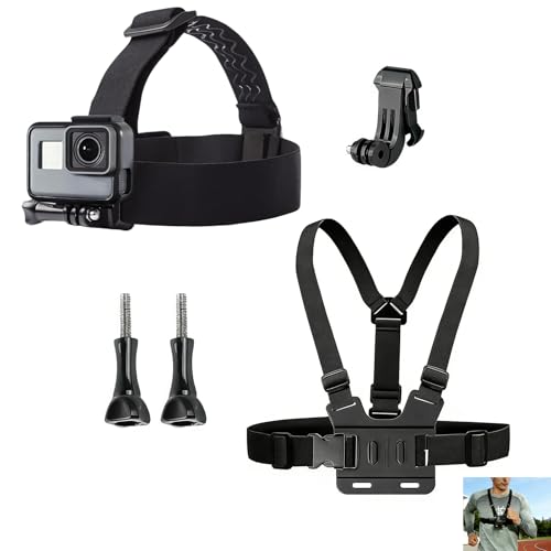 Chest Mount and Head Strap for GoPro Hero 13 12 11 10 9 8 7/AKASO EK7000 Pro V50 Elite/DJI Osmo/WOLFANG/Apexcam/Jadfezy Harness Elastic Waterproof Accessories Chest Mount Head Strap for Action Camera