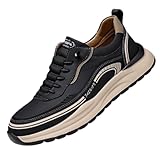 Hhhchpm Men's Fashion Sporty Casual Shoes - Single-Color Low-top Lace-up Design, Suitable for Daily Casual Wearing and Outdoor Activities (Black,7.5)